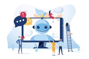 Customers asking an AI chat bot for help.