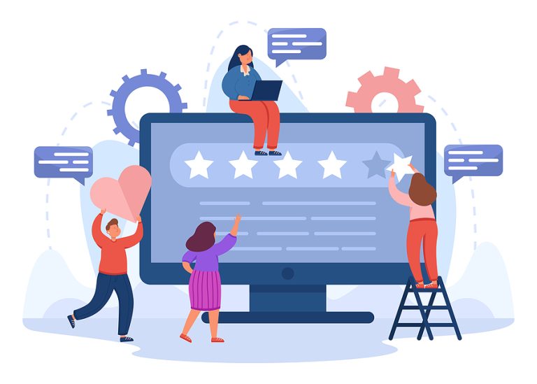 A team of marketers managing reputation and building brand trust.