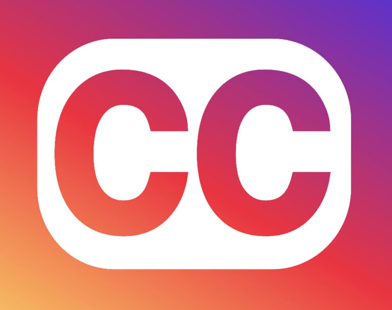 The closed caption logo displayed in Instagram's token color gradient.