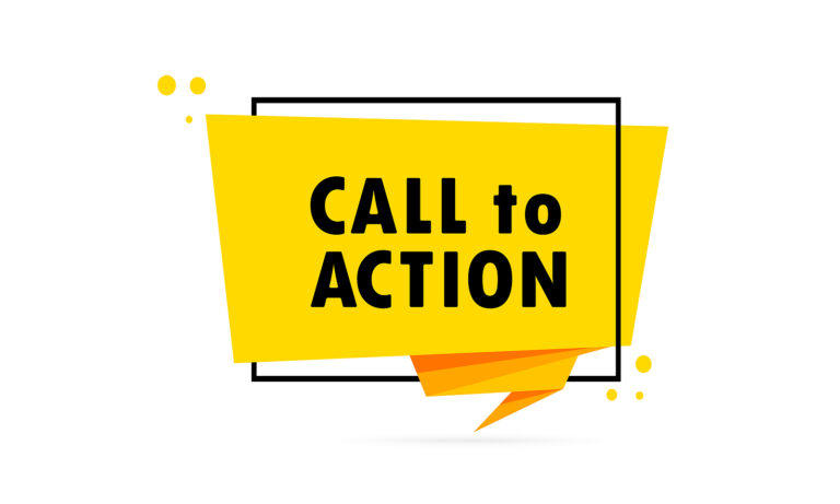 A Call to Action banner on a yellow background within a black frame.