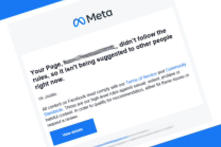 Blurred Facebook Page Recommends email.