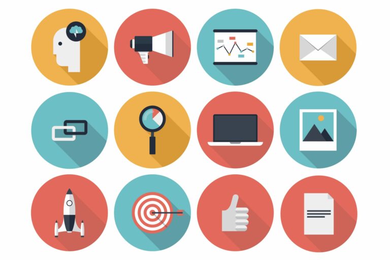 Marketing Services icons, include analytics, website design, and social media.