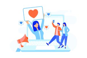 Business working with a Social Media Marketing Agency on a laptop.