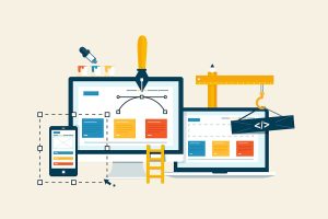 Website design including cropping tool and construction cranes.