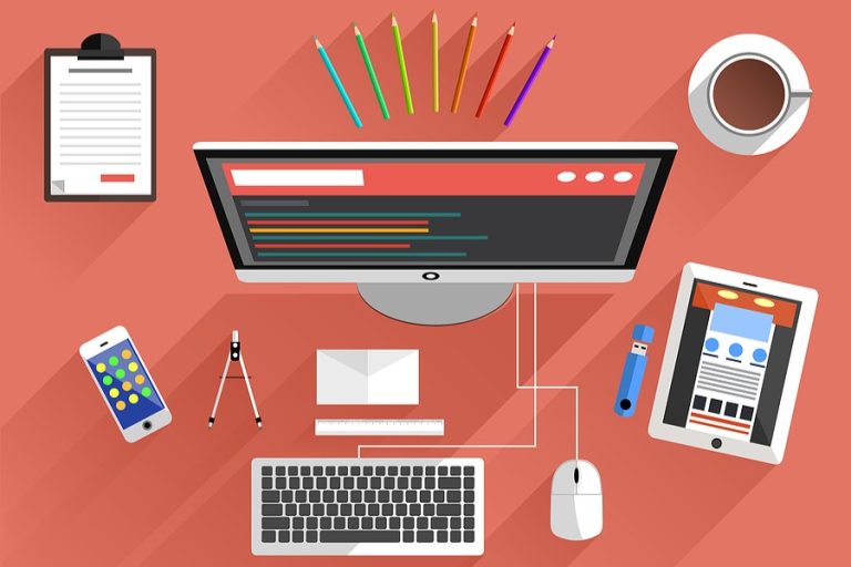 Website design on desktop PC and smartphone for service-based business.