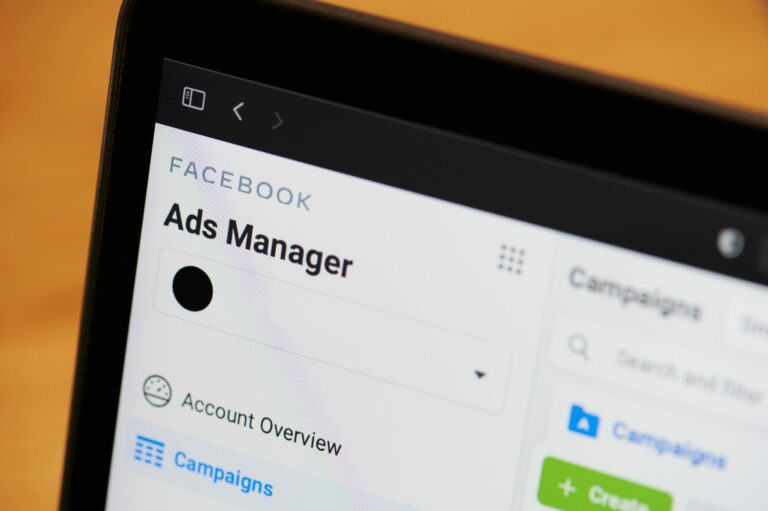 Laptop screen display Facebook Ads Manager